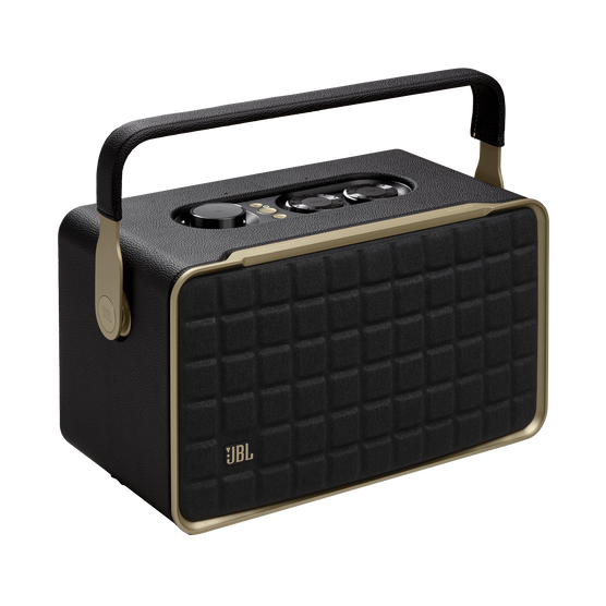 JBL Authentics 300 - Black - Portable smart home speaker with Wi-Fi, Bluetooth and voice assistants with retro design. - Hero